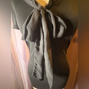 White House Black Market Black Tie-Neck Top – XS